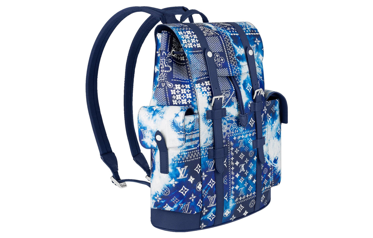 LOUIS VUITTON CHRISTOPHER Cow Leather Backpack Small Size Men's Tie Dye Blue