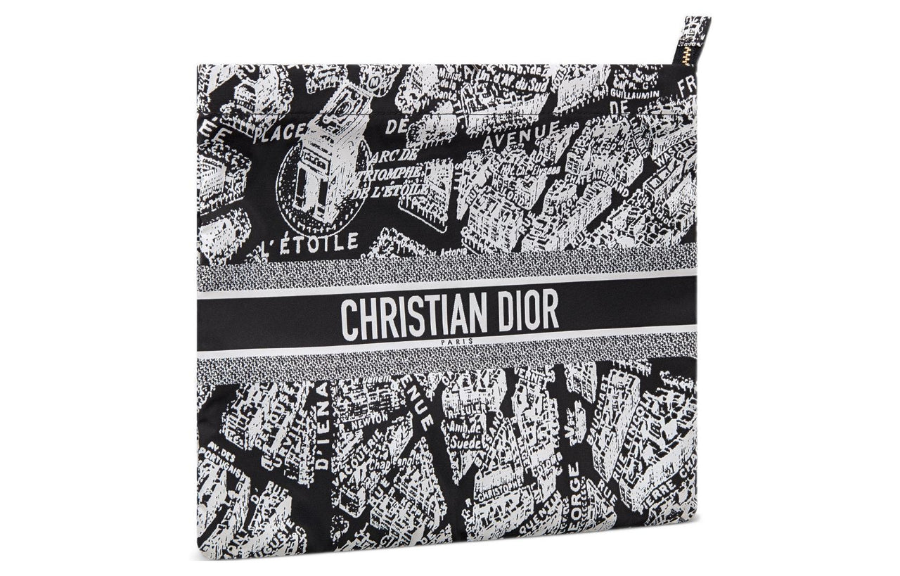 DIOR DiorTravel Technical Fabric Clutch Women's Black/White