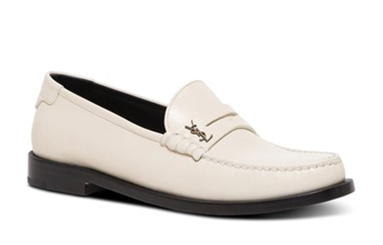 SAINT LAURENT Le Loafer Penny Slippers Pearl Women's