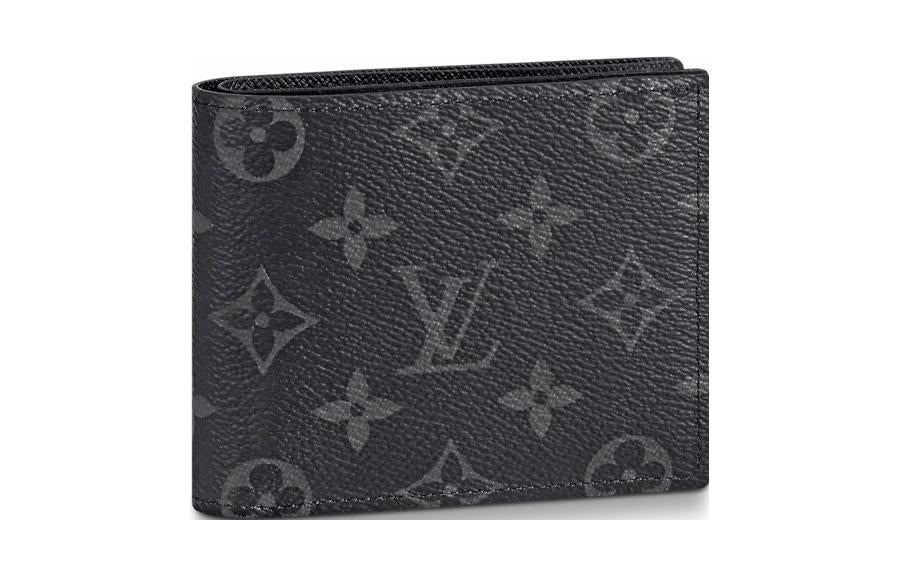 LOUIS VUITTON Canvas With Leather Wallet Men's Black Gray