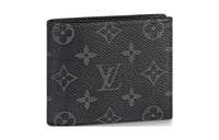 LOUIS VUITTON Canvas With Leather Wallet Men's Black Gray