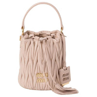 MIU MIU Matelassé Leather Bucket Bag, Handbag, Shoulder Bag, Crossbody Bag Women's Pink