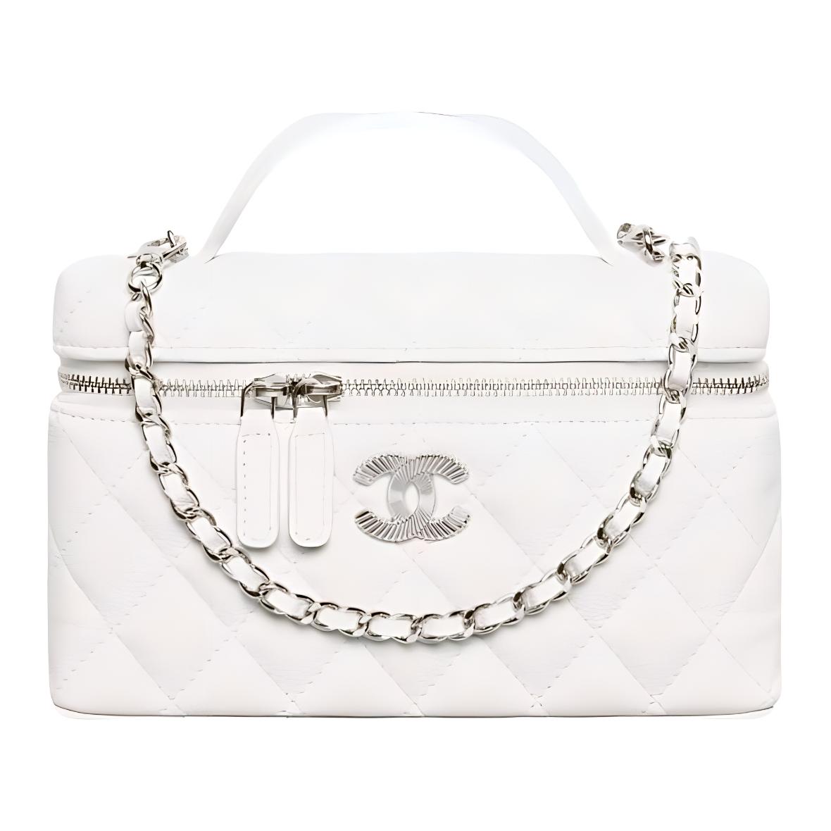 CHANEL Calfskin Shoulder Bag Crossbody Bag Handbag Women's White