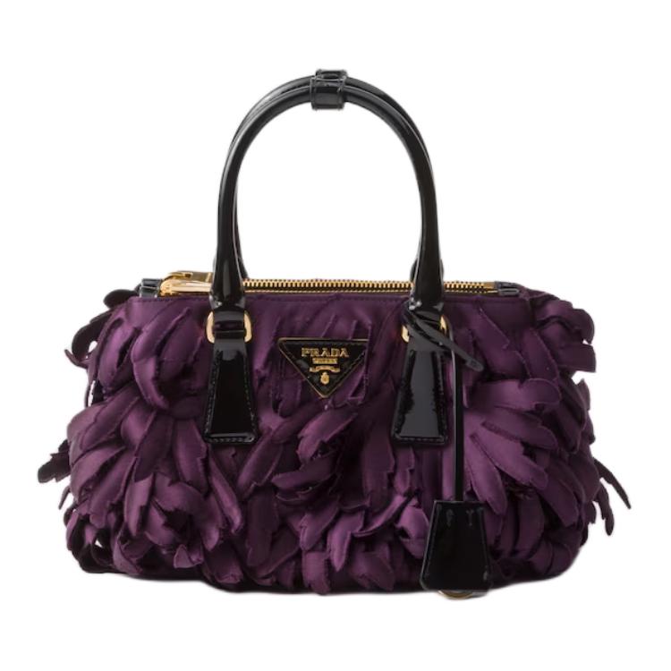 PRADA Galleria Killer Bag Fabric With Leather Shoulder Bag Crossbody Bag Handbag Mini Women's Plum Red & Black