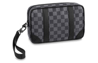 LOUIS VUITTON Graphite Canvas With Leather Clutch Men's Black/Gray