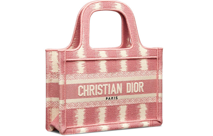 DIOR BookTote Embroidery Tote Bag Shopping Bag Handbag Mini Women's Pink
