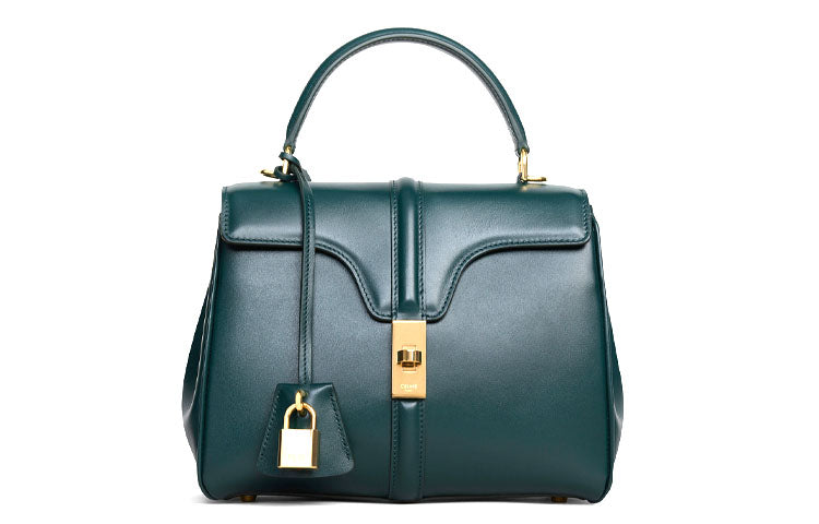 CELINE 16 Cow Leather Handbag Women's Amazon Green