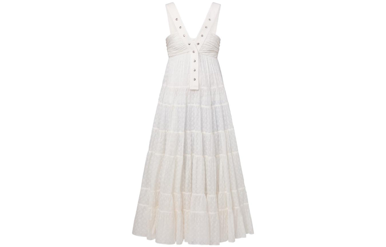 LOUIS VUITTON Monogram Fil Coupé Snap Button Strap Dress