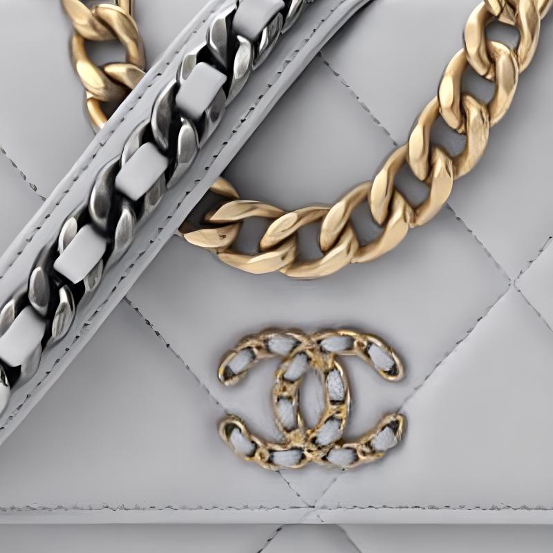 CHANEL 19BagWOC Lambskin Handbag Shoulder Bag Crossbody Bag Large Size Women's Gray