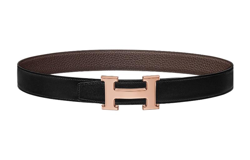HERMES Leather Belts Men Black