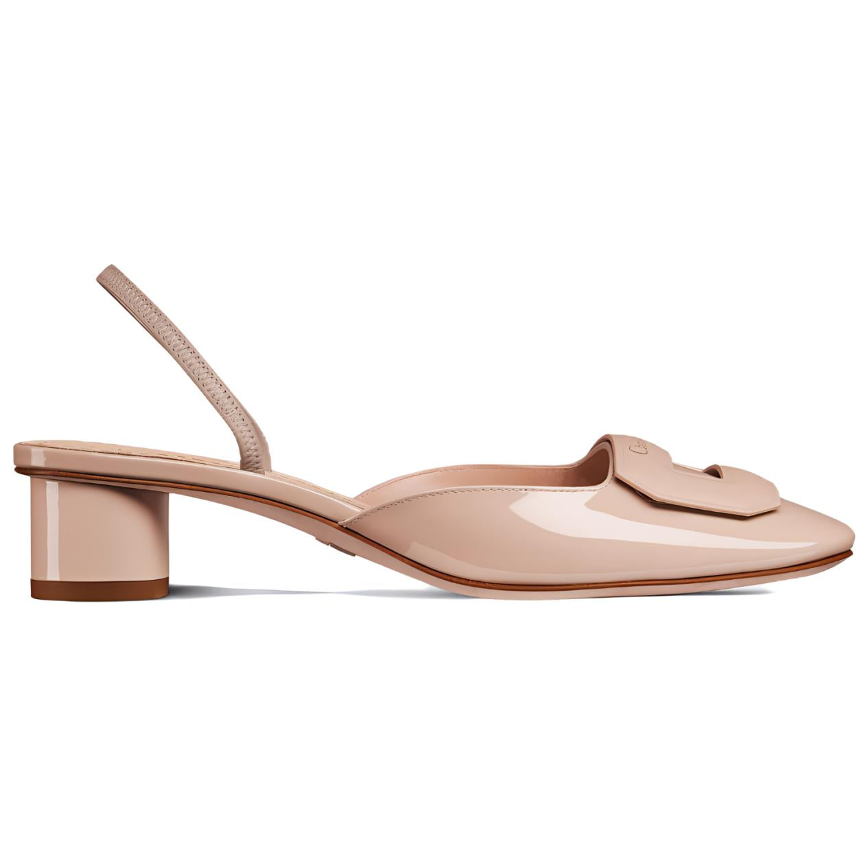 DIOR Block Heel High Heels 3.5cm Women's Nude