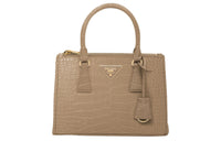 PRADA Galleria Killer Bag Crocodile Leather Shoulder Bag Crossbody Bag Handbag Small Size Women's Beige