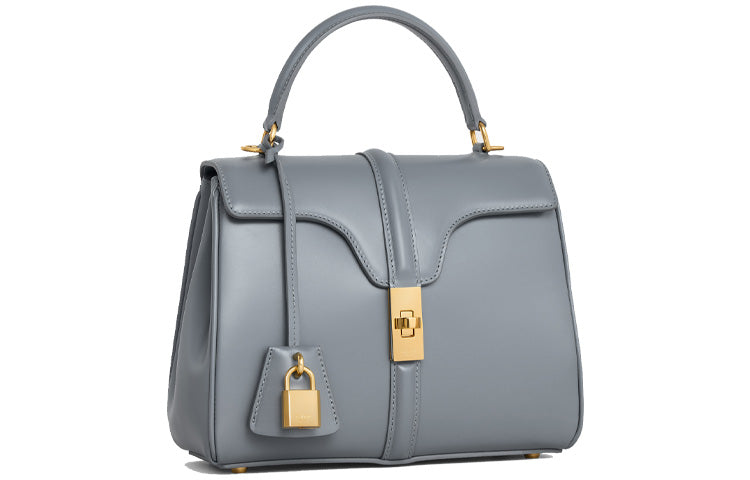 CELINE Calfskin Shoulder Bag Crossbody Bag Handbag Small Size Women's Blue Gray