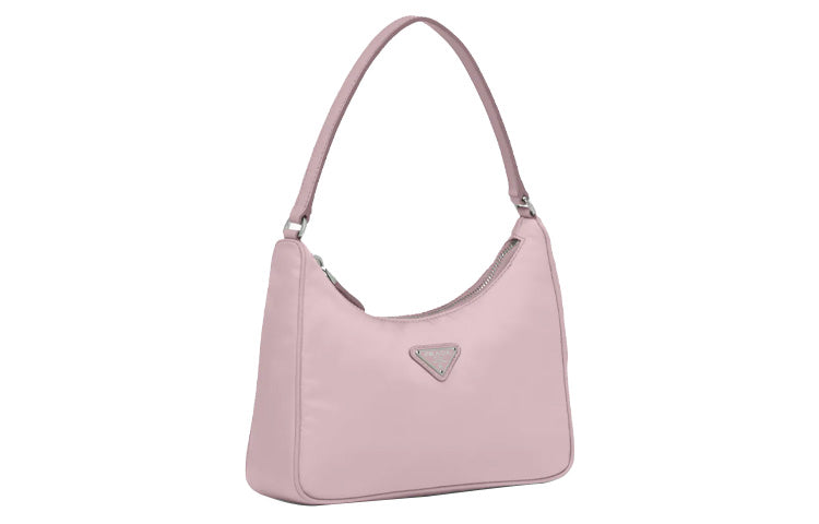 PRADA Re Edition Recycled Nylon Fabric With Saffiano Leather Trim Shoulder Bag, Handbag Mini Women's Snow Pink