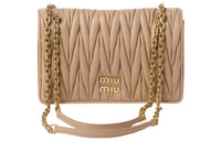 MIU MIU Matelassé Soft Sheep Leather Crossbody Bag Shoulder Bag Women's Sand Yellow