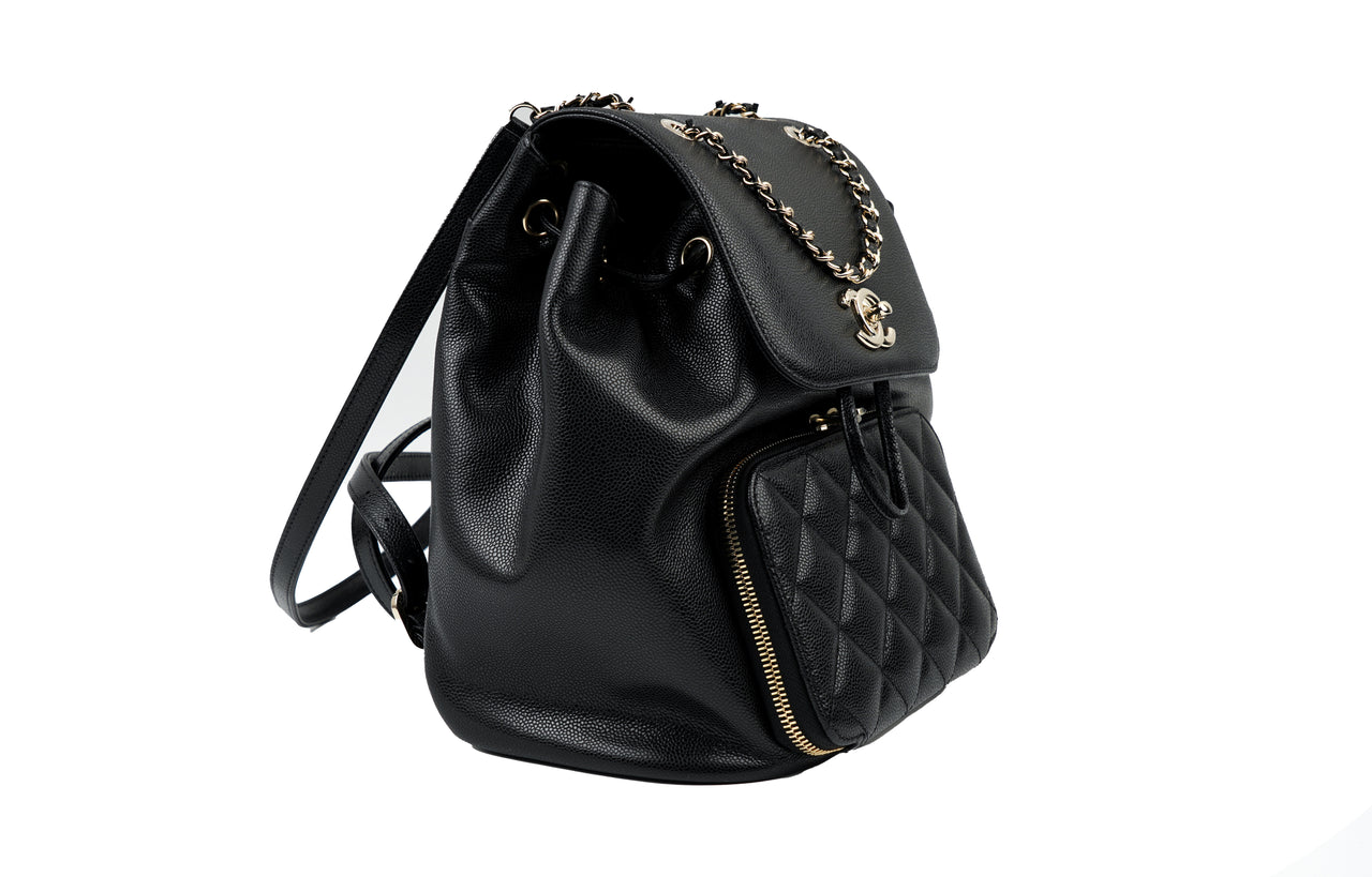 CHANEL Cow Leather Backpack Women's Black