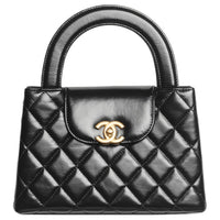 CHANEL 23K Kelly Shiny Aged Calfskin Gold-Tone Metal Mini Handbag Black