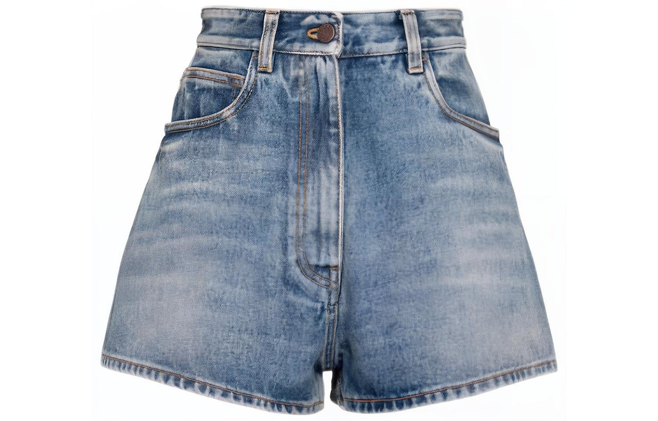 PRADA Triangle-logo Denim Shorts