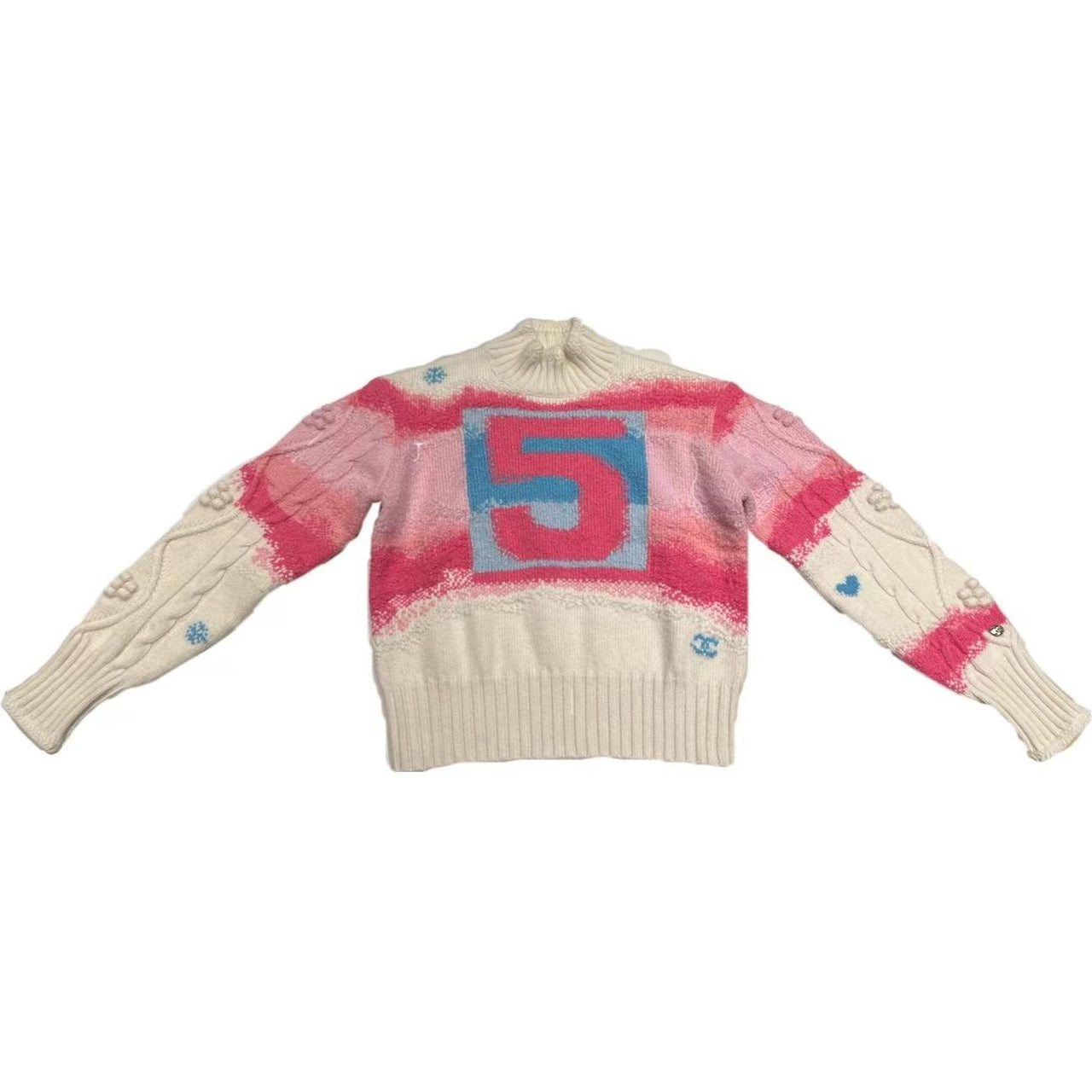 CHANEL FW22 Cashmere Sweater Women's White Pink