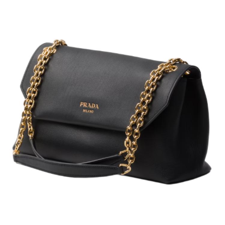 PRADA Leather Handbag Shoulder Bag Women's Black