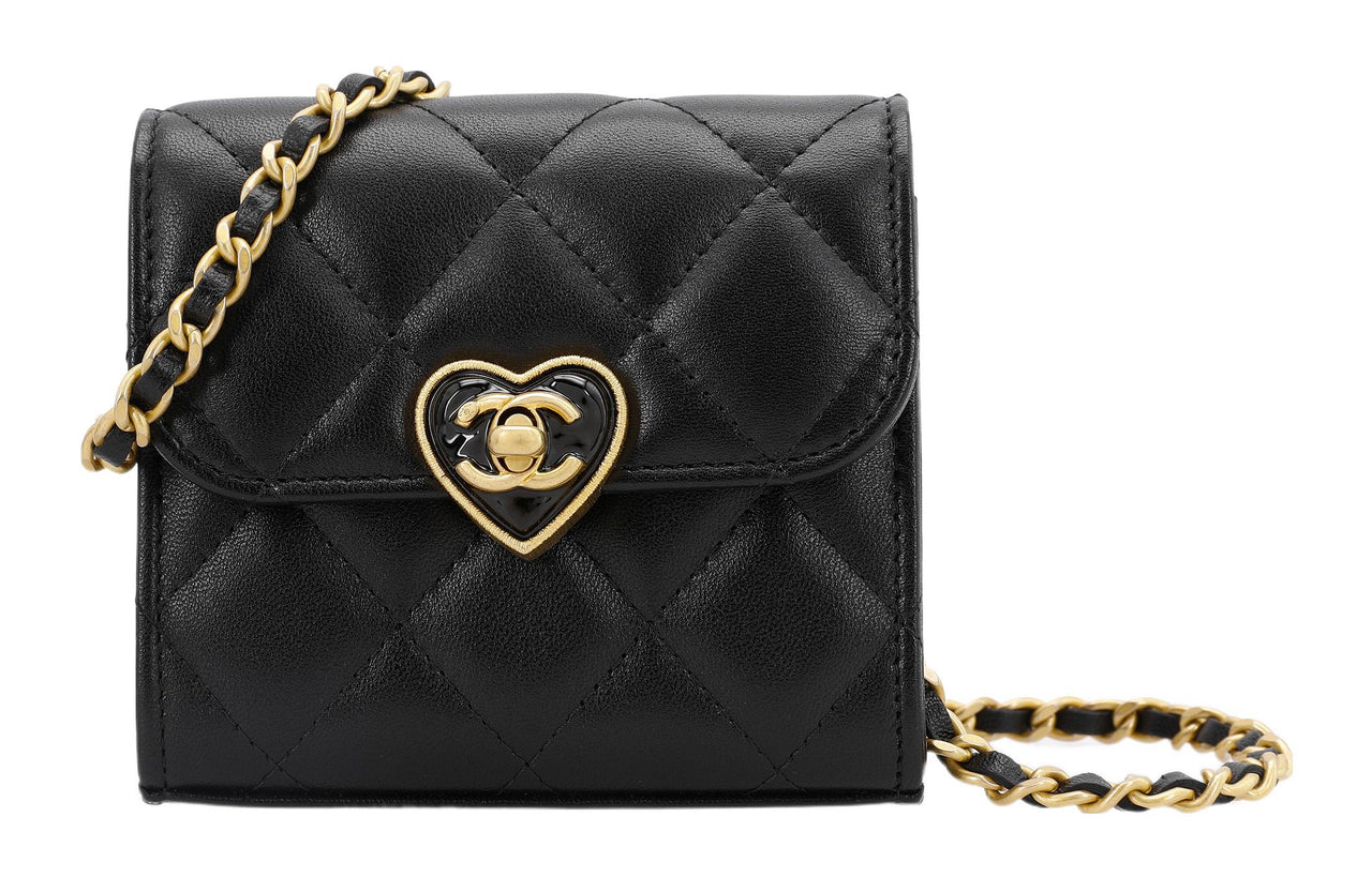 CHANEL Lambskin One Shoulder Handheld Crossbody Bag Regular Women's Black