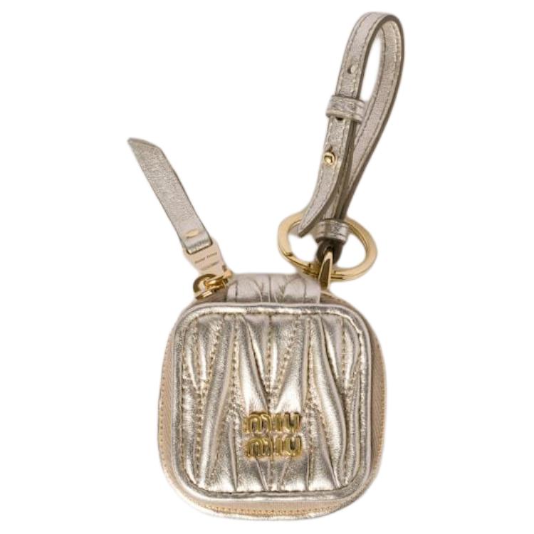 MIU MIU Matelassé Leather Bag Accessories Women's Yellow Iron Pyrite