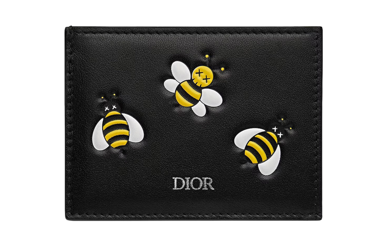 DIOR KAWS Collaboration Calfskin Card Holder Regular Men's Black