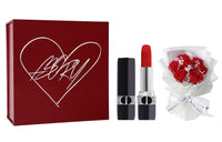 DIOR Brand New Intense Blue Gold Lip Balm Gift Box Velour Matte Free Trial Fragrance+Black Angel Bouquet Red Crystal
