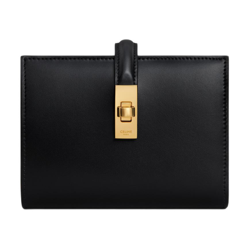 CELINE Shiny Calfskin Wallet Women's Black