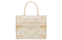 DIOR BookTote Embroidery Tote Bag Shopping Bag Shoulder Bag Crossbody Bag Handbag Medium Size Women's Beige
