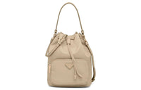 PRADA Nylon Bucket Bags One Shoulder Handbags Regular Women's Beige