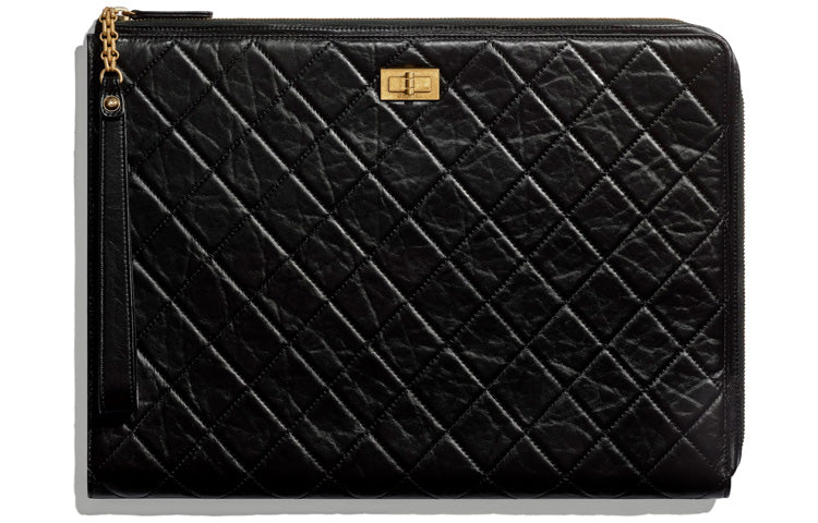 CHANEL 2.55 Calfskin Clutch Women's Black