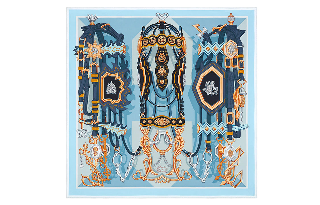 HERMES Silk Scarves Women's Blue