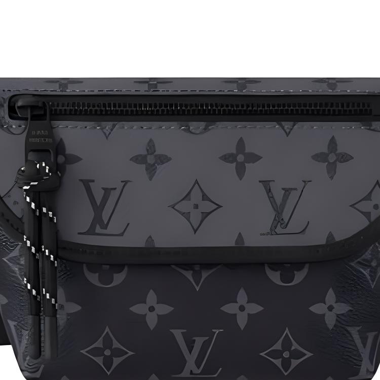 LOUIS VUITTON Leather Trim Shoulder Bag Crossbody Bag Men's Gray & Black