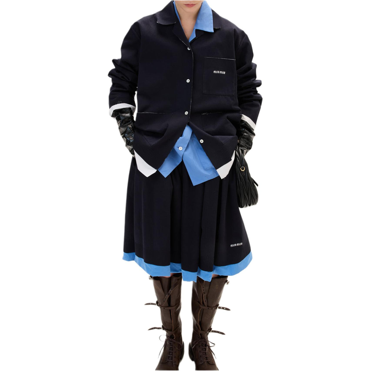 MIU MIU Jacquard Logo Poplin Knit Skirt