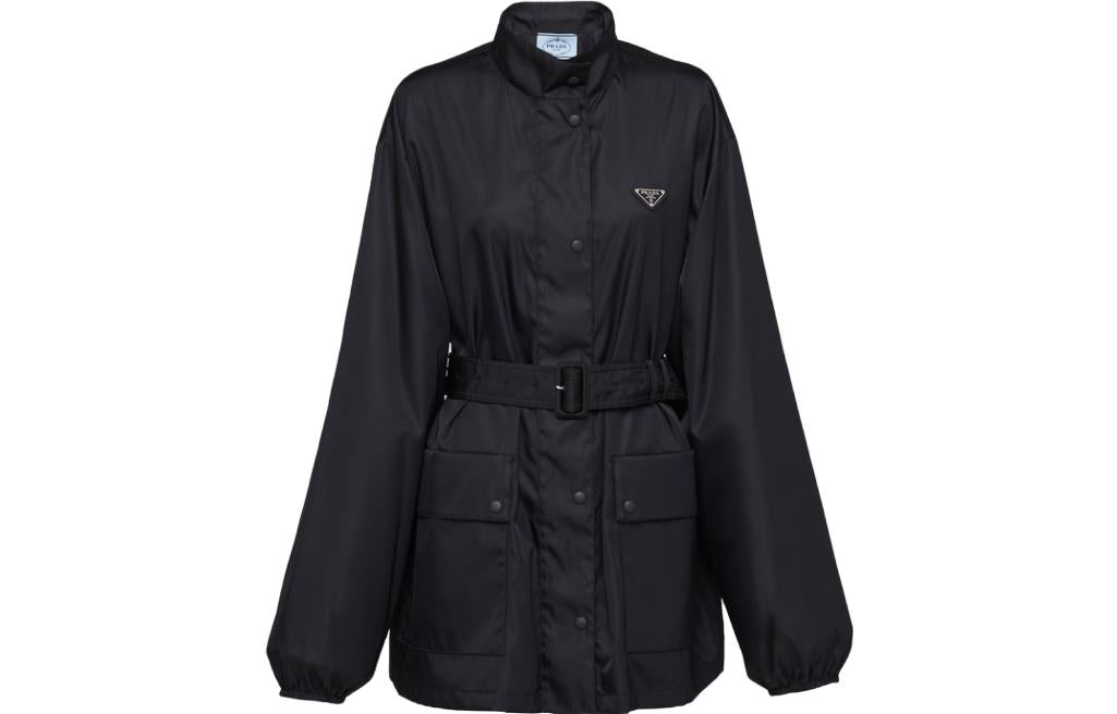 PRADA Regernated Nylon Rain Coat Black