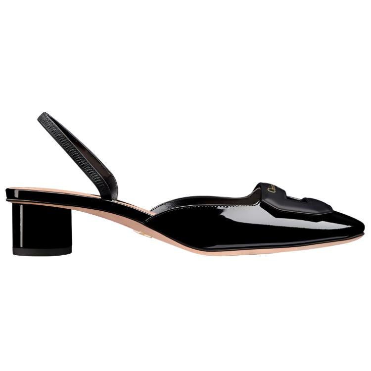 DIOR Block Heel High Heels 3.5cm Women's Black