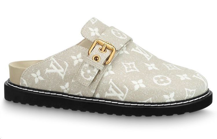 LOUIS VUITTON Cosy Comfort Closed Toe Slippers Women's Gray