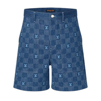 LOUIS VUITTON Embroidered Damier Denim Shorts