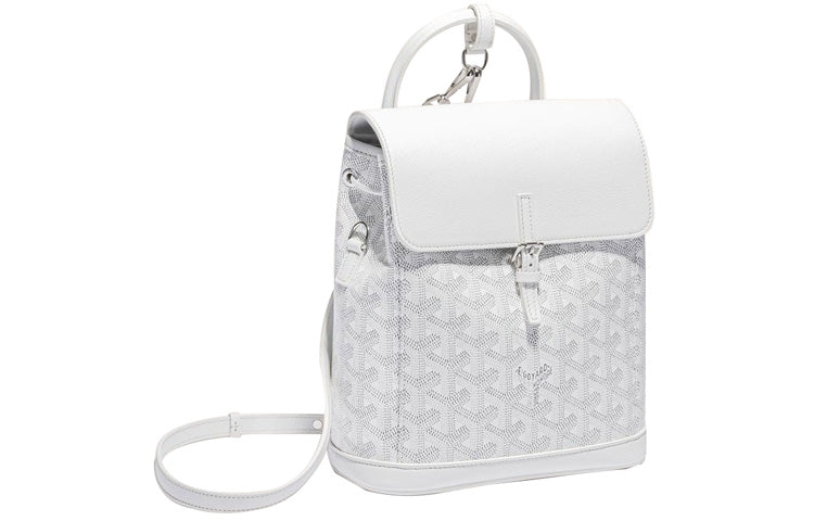GOYARD Canvas With Leather Dog's Teeth Backpack Mini Women's White