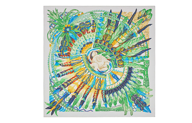 HERMES Silk Scarves Women's Green