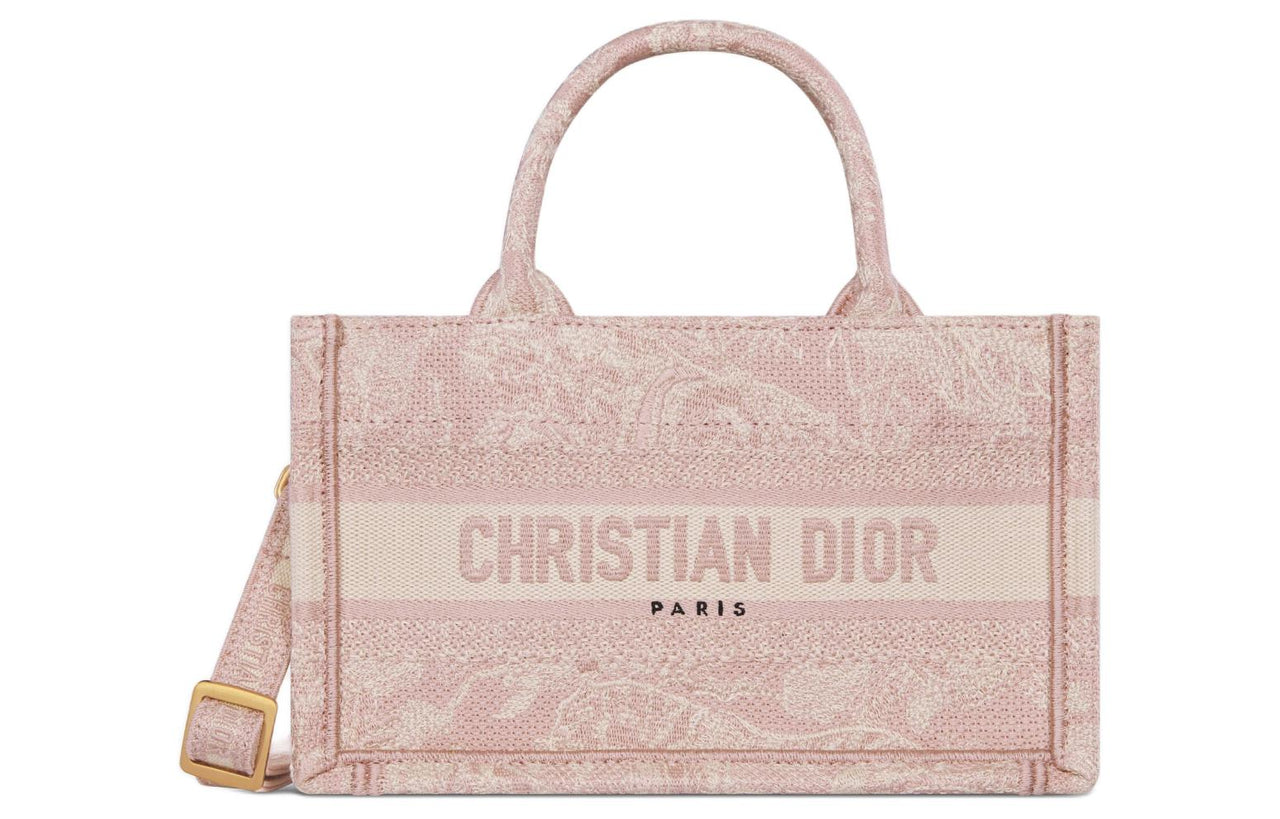 DIOR BookTote Embroidery Shoulder Bag, Crossbody Bag, Handbag Mini Women's Pink