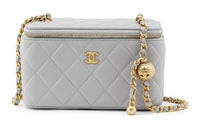 CHANEL Little Golden Ball Sheepskin Box Bag Handheld Shoulder Bag Crossbody Bag Women's Gray