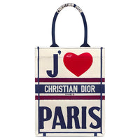 DIOR BookTote Embroidery Tote Bag, Shopping Bag, Sheet Music Bag, Handbag Women's White