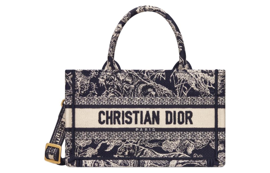 DIOR BookTote Reverse Yu Yi Print Embroidery Tote Bag Shopping Bag Shoulder Bag Crossbody Bag Handbag Mini Women's Blue