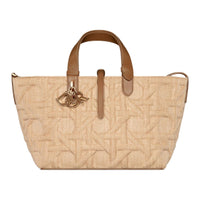 DIOR Raffia Tote Bag, Shopping Bag, Shoulder Bag, Handbag Medium Size Women's Beige