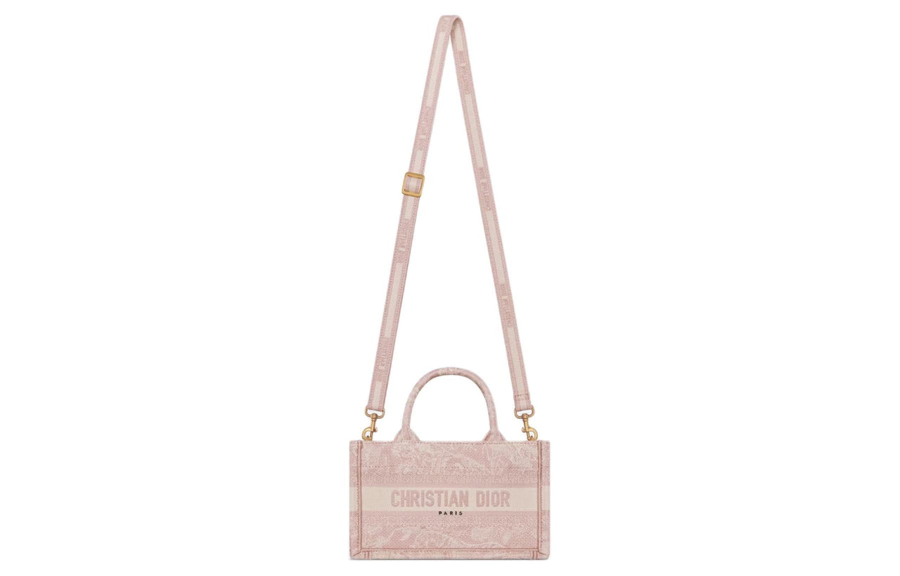 DIOR BookTote Embroidery Shoulder Bag, Crossbody Bag, Handbag Mini Women's Pink