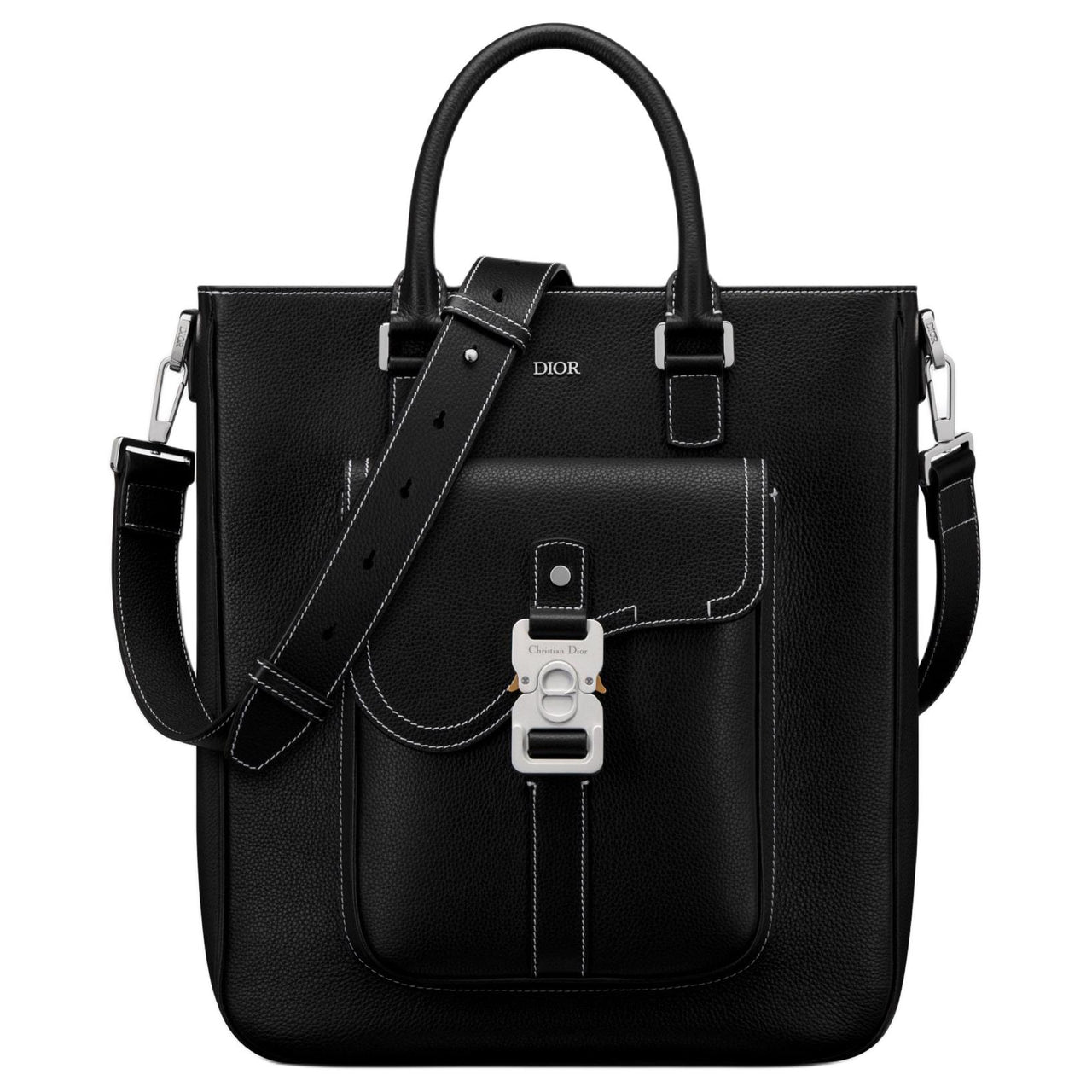 DIOR Saddle Grain Calfskin Tote Bag, Shopping Bag, Shoulder Bag, Crossbody Bag, Handbag Men's Black