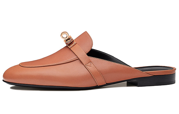HERMES Oz Casual Single Shoes Women's Nude Pink