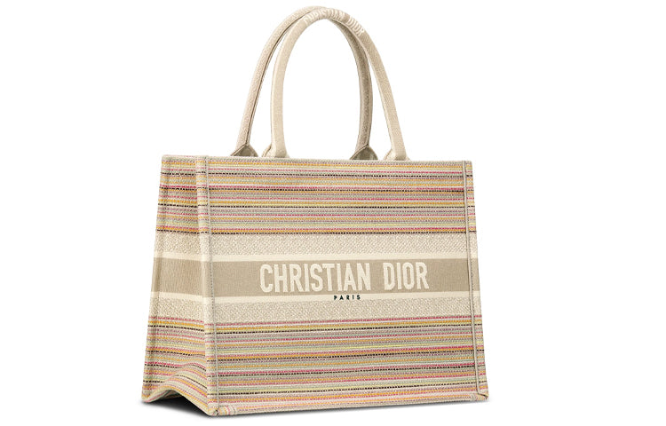 DIOR BookTote Embroidery Handbag Medium Size Women's Multicolor